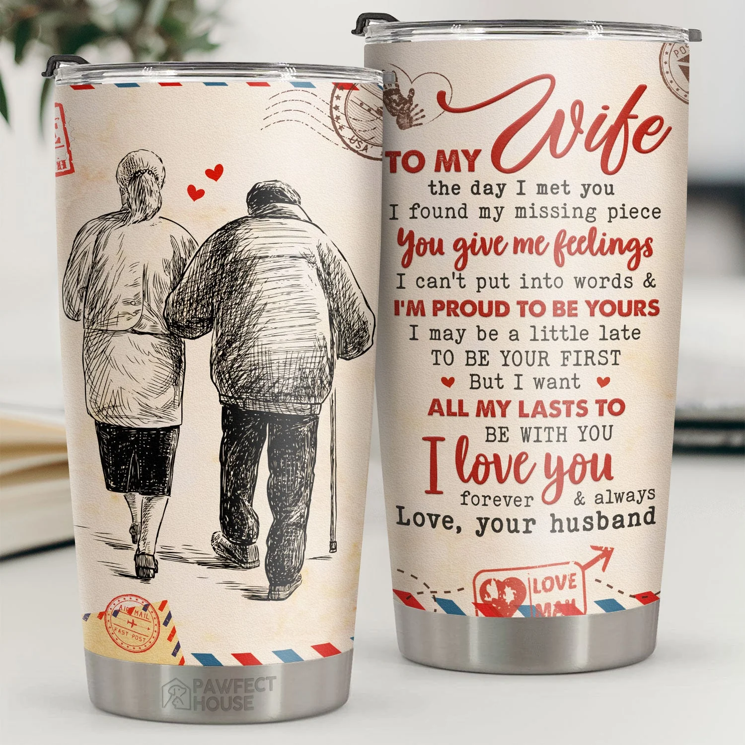 The Day I Met You I Found My Missing Piece I'm Proud To Be Yours - Tumbler - To My Wife, Gift For Wife, Anniversary, Engagement, Wedding, Marriage Gift