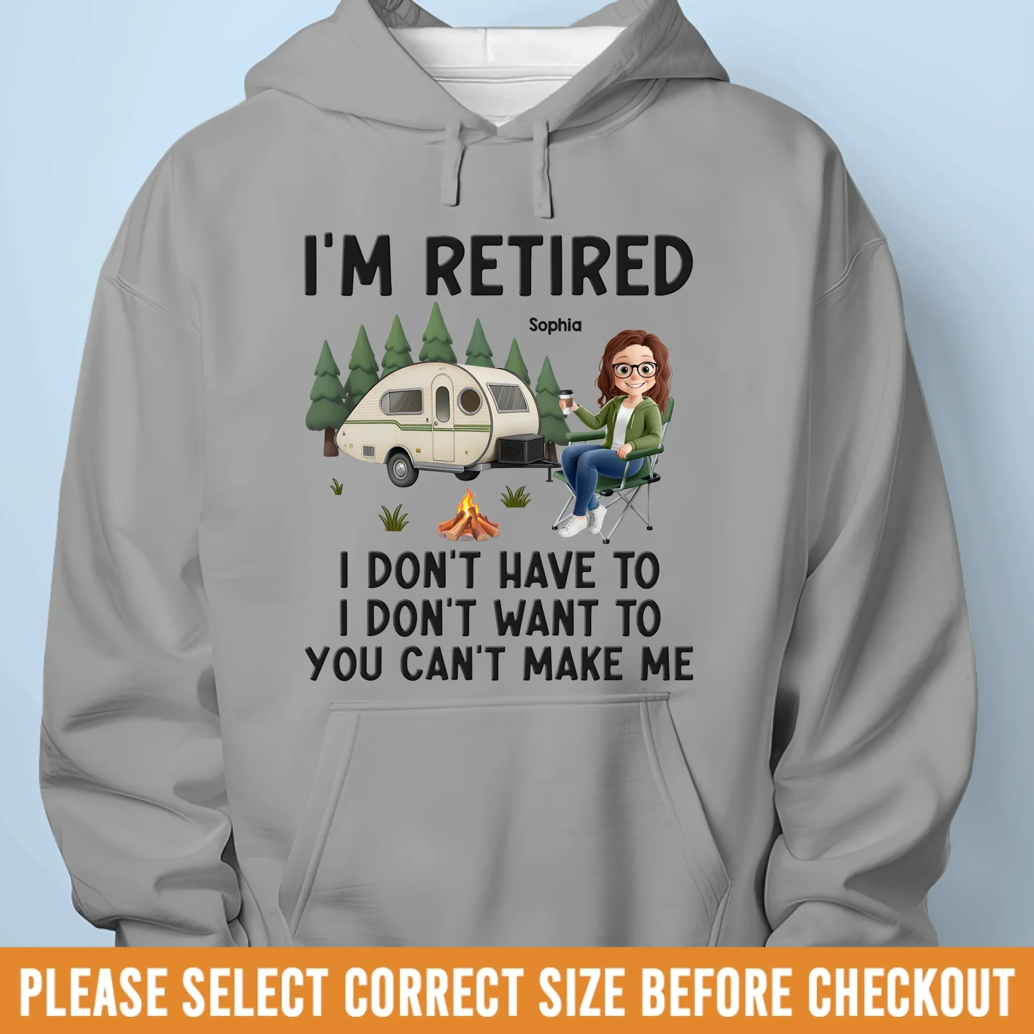 I'm Retired - Coworker Personalized Custom Unisex T-shirt, Premium T-shirt, Hoodie - Appreciation, Retirement Gift For Coworkers, Work Friends, Colleagues, Camping Lovers - Image 7