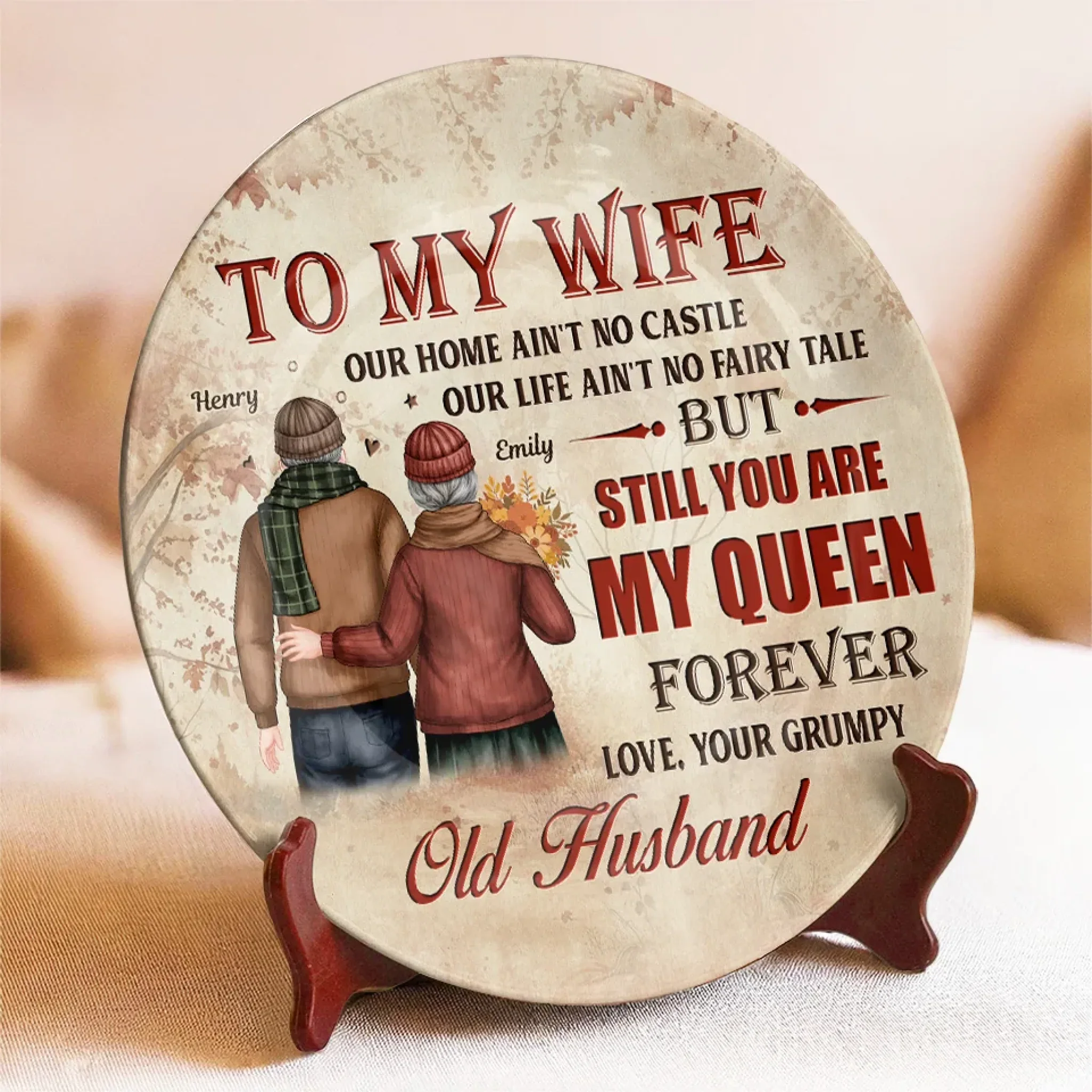 I’m Still Here, Still Grumpy, And Still Yours - Couple Personalized Custom Ceramic Plate - Gift For Husband Wife, Anniversary - Image 3
