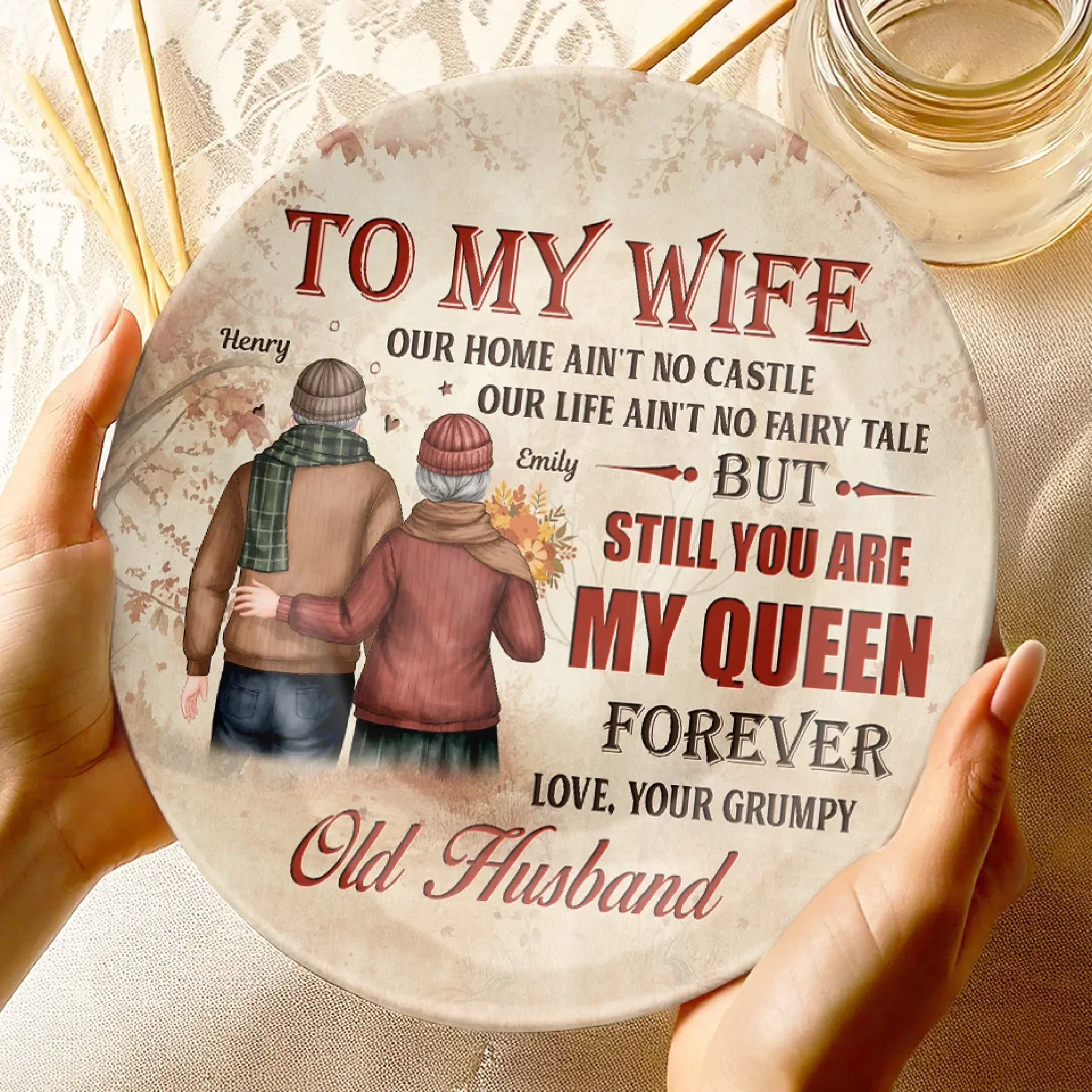I’m Still Here, Still Grumpy, And Still Yours - Couple Personalized Custom Ceramic Plate - Gift For Husband Wife, Anniversary - Image 4