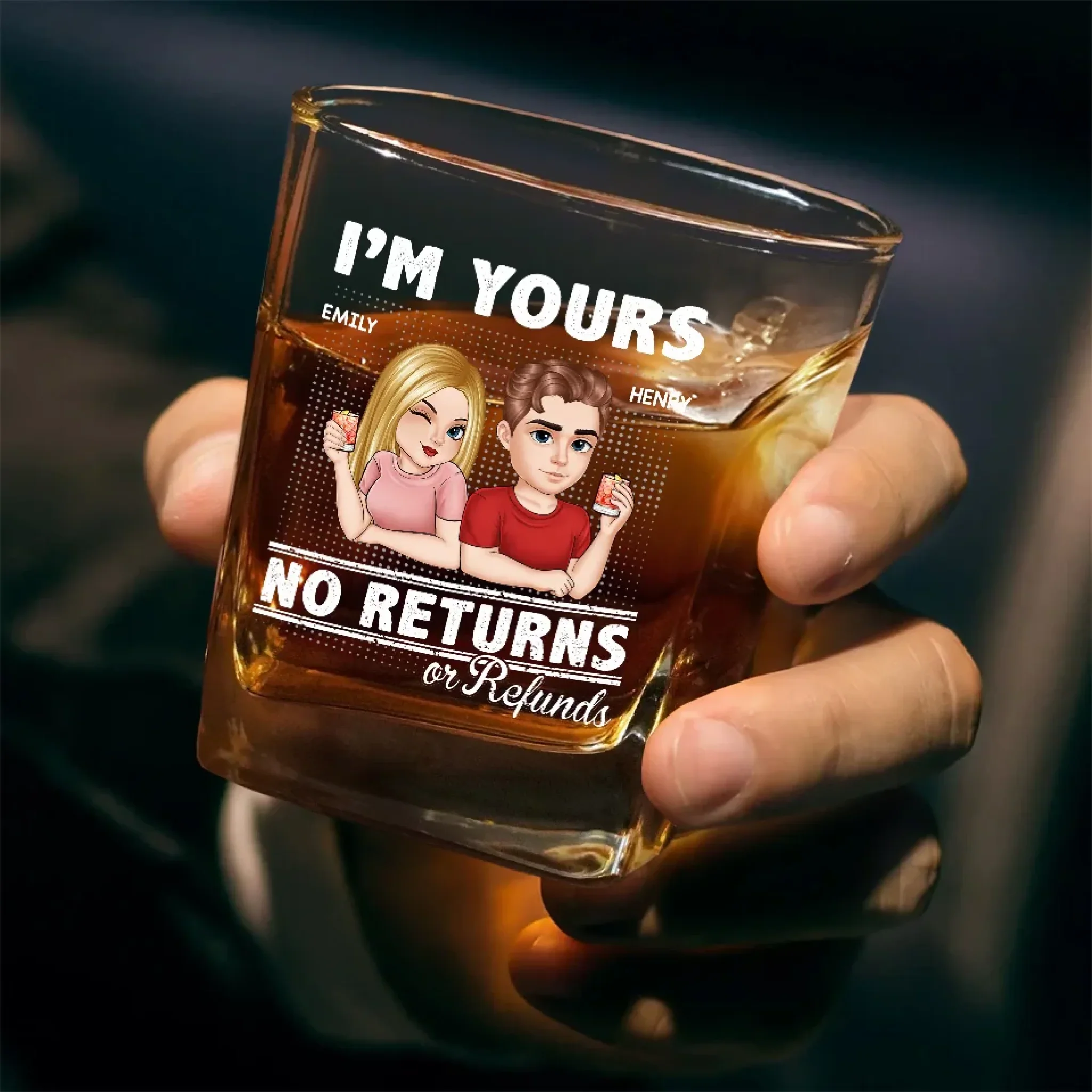 I'm Your Everything And You’re Mine - Couple Personalized Custom Square Whiskey Glass - Gift For Husband Wife, Anniversary - Image 3