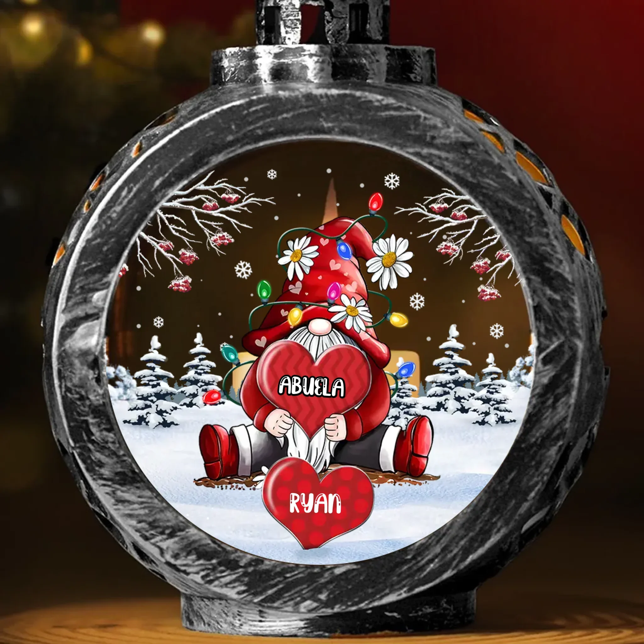In My Heart, There’s Always Room For My Grandkids - Family Personalized Custom Candlelight Lantern Ornament - Christmas Gift For Mom, Grandma - Image 4