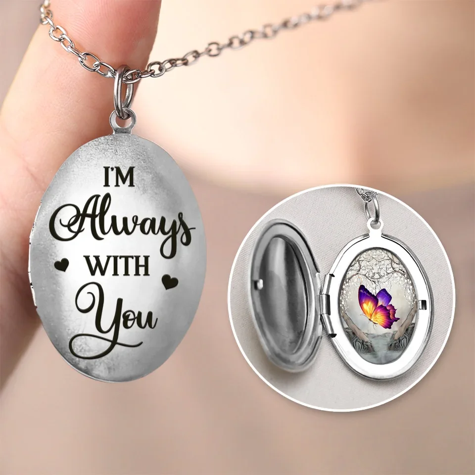 In Our Hearts, You’ll Live Forever - Memorial Personalized Custom Locket Necklace - Sympathy Gift For Family Members - Image 4