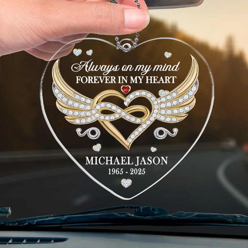 In Our Memories, You Live On - Memorial Personalized Custom Car Ornament - Acrylic Custom Shaped - Sympathy Gift For Family Members - Image 4