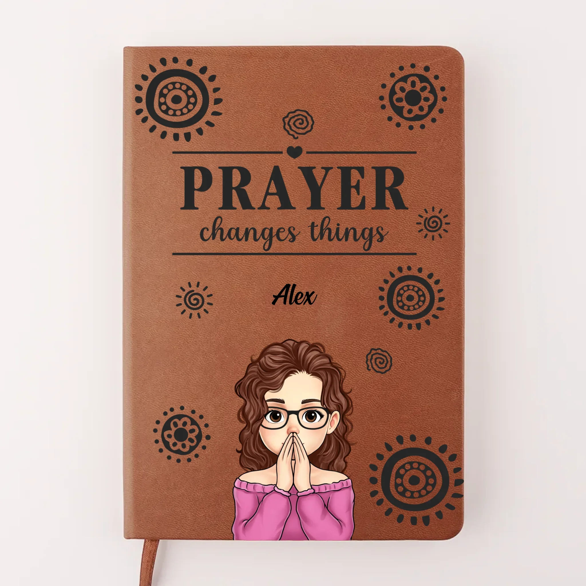 In Prayer, We Find Strength - Family Personalized Custom Leather Journal - Gift For Yourself, Best Friends, Siblings, Family Members - Image 2