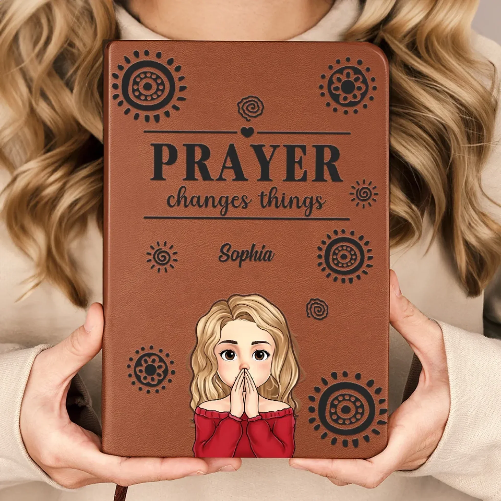 In Prayer, We Find Strength - Family Personalized Custom Leather Journal - Gift For Yourself, Best Friends, Siblings, Family Members - Image 3