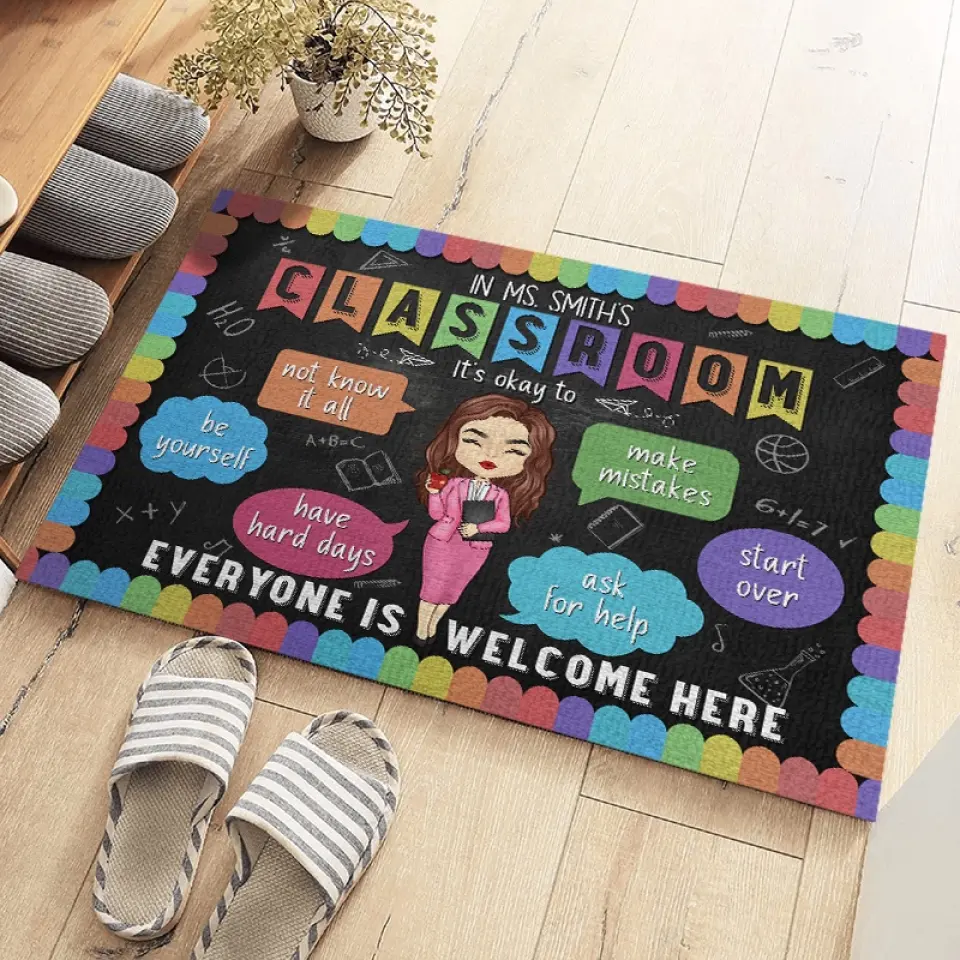 In This Classroom It's Ok To Be Yourself - Teacher Personalized Custom Home Decor Decorative Mat - House Warming Gift For Teacher - Image 3