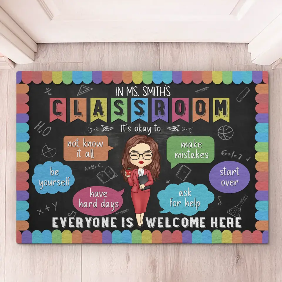 In This Classroom It's Ok To Be Yourself - Teacher Personalized Custom Home Decor Decorative Mat - House Warming Gift For Teacher - Image 5