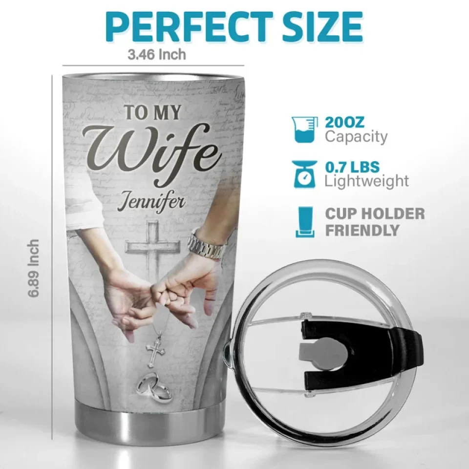 In Your Grasp, I Feel Peace And Promise - Couple Personalized Custom Tumbler - Christmas Gift For Husband Wife, Anniversary - Image 3