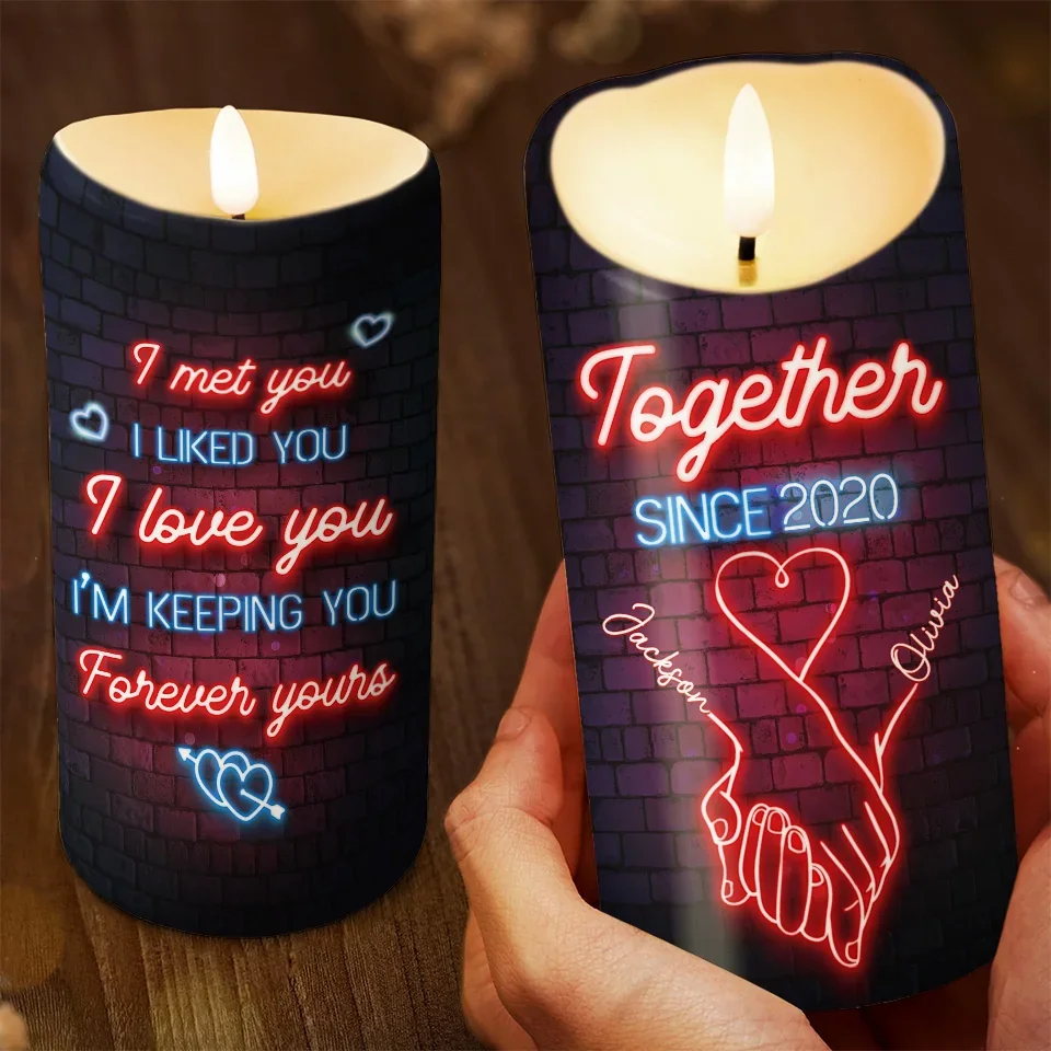 In Your Hand, I Found My Forever - Couple Personalized Custom LED Candle - Christmas Gift For Husband Wife, Anniversary - Image 3