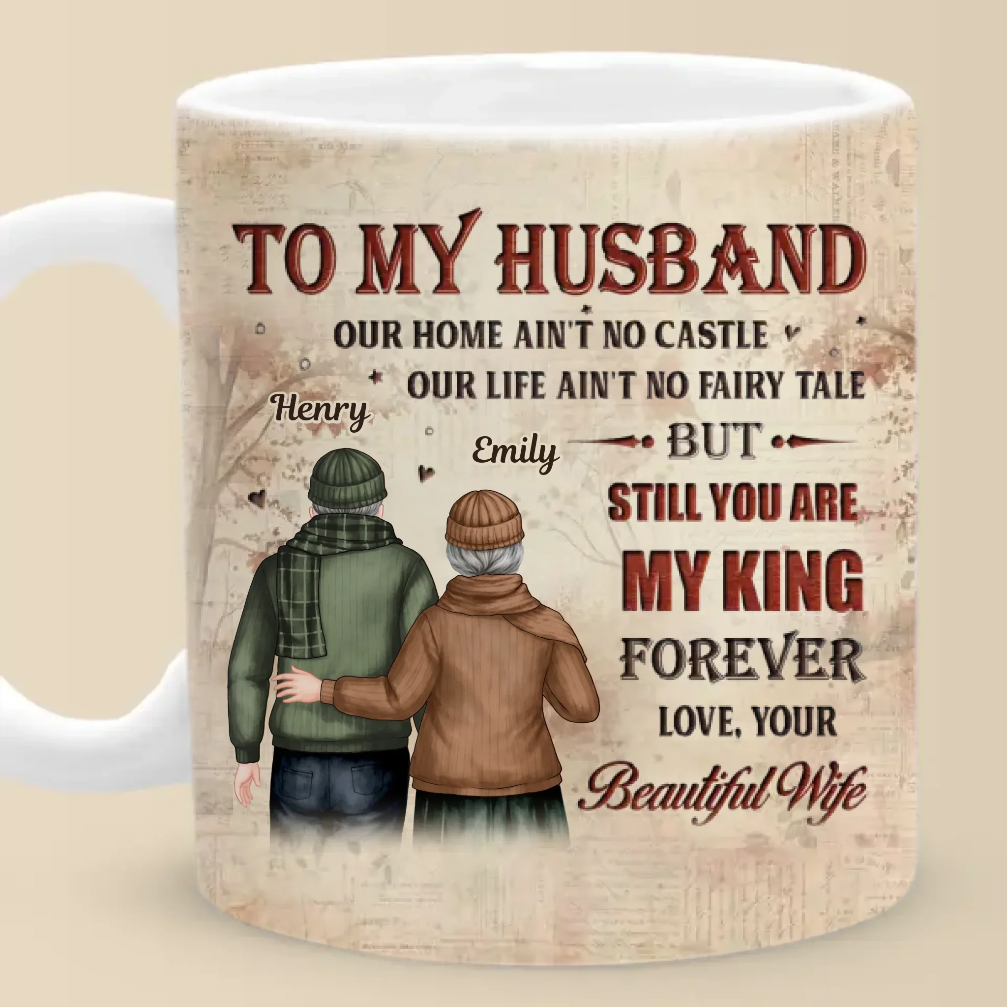 In Your Smile, I Find My Peace - Couple Personalized Custom Mug - Gift For Husband Wife, Anniversary - Image 3