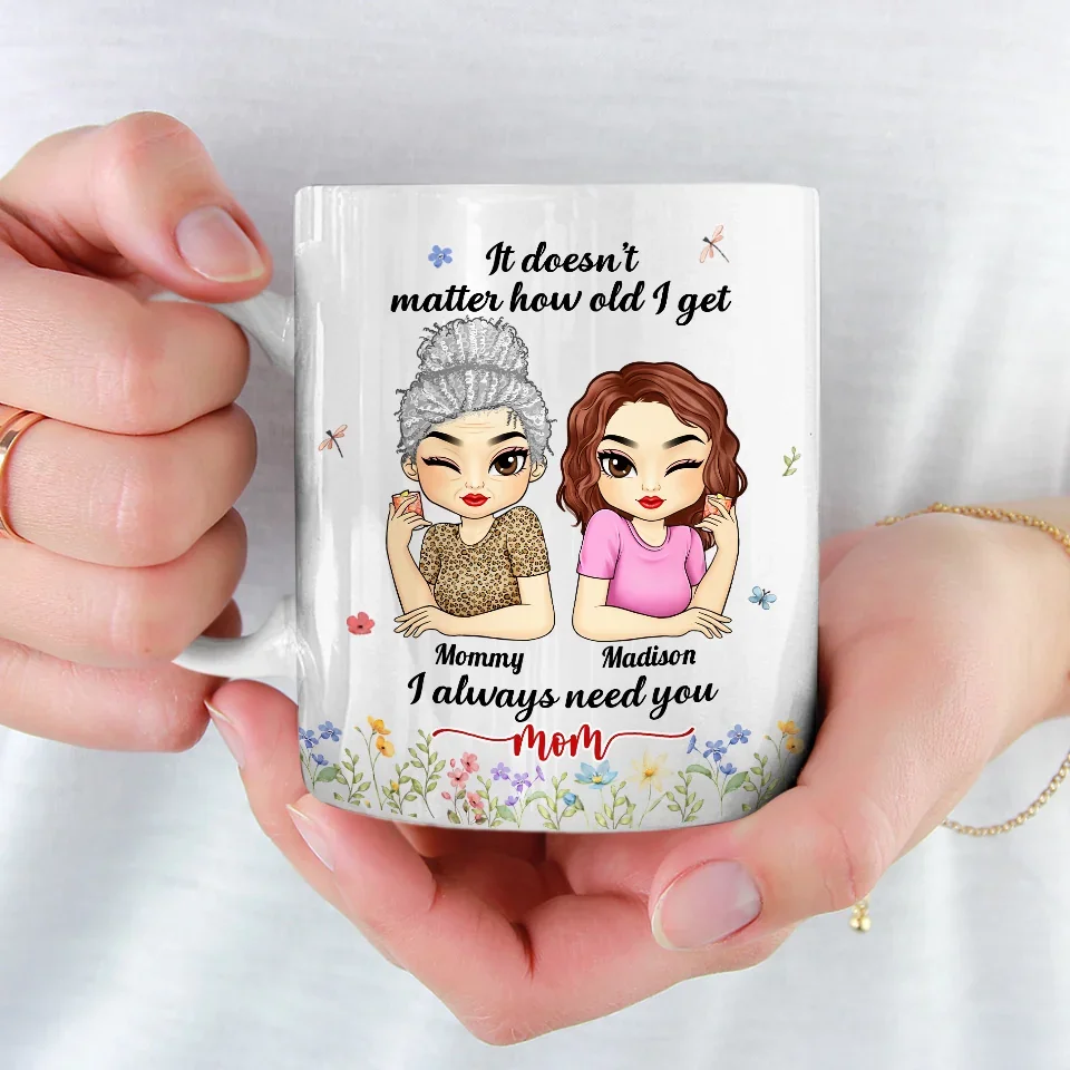 It Doesn't Matter How Old I Get, I Always Need You - Family Personalized Custom Mug - Gift For Mom, Grandma - Image 4
