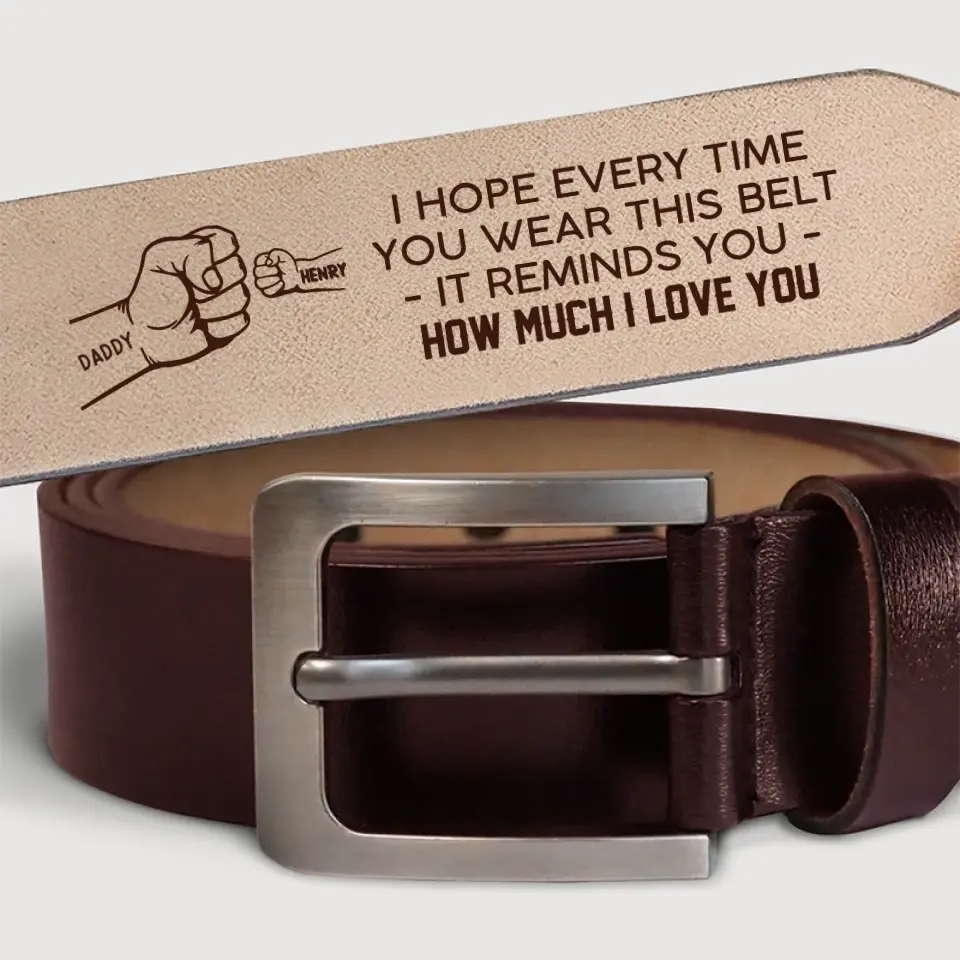 It Reminds You How Much We Love You - Family Personalized Custom Engraved Leather Belt - Father's Day, Gift For Dad, Grandpa - Image 5