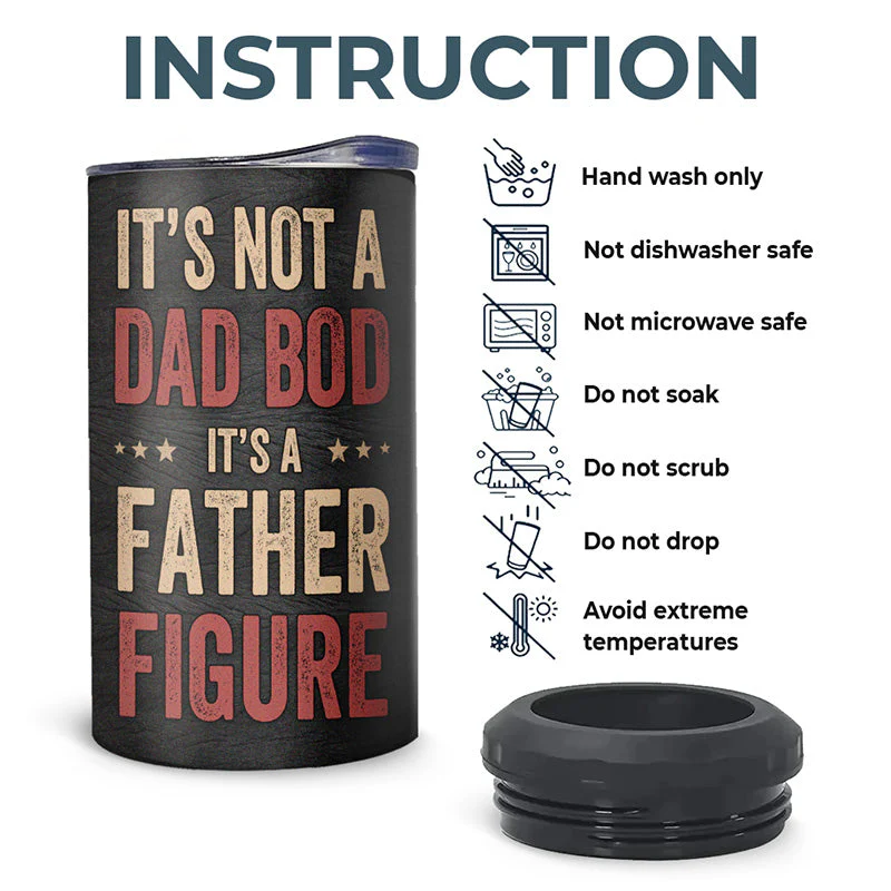 It's A Father Figure - Family Personalized Custom 4 In 1 Can Cooler Tumbler - Birthday Gift For Dad - Image 5