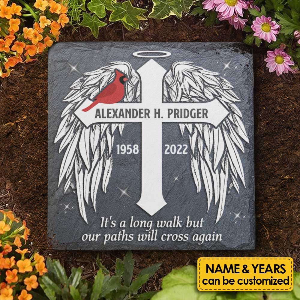 It's A Long Walk, But Our Paths Will Cross Again - Personalized Memorial Stone, Human Grave Marker - Memorial Gift, Sympathy Gift - Image 3