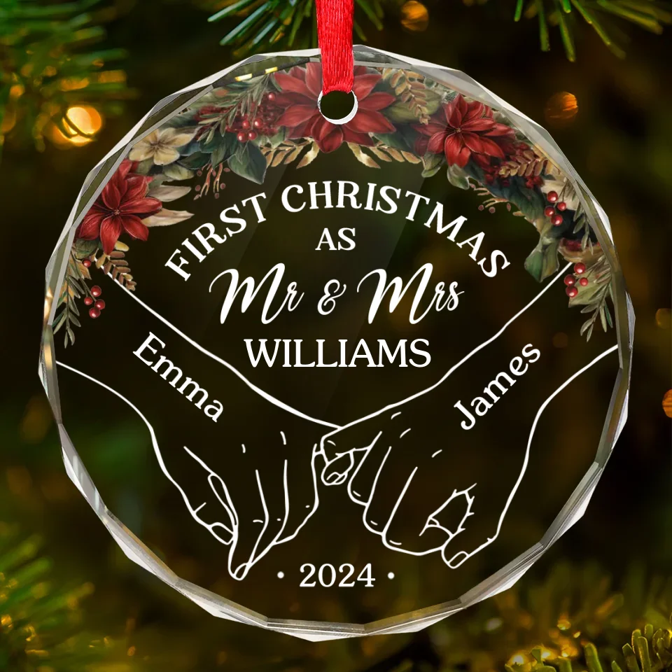 It's Merry Everything When We're Together - Couple Personalized Custom Circle Glass Ornament - Christmas Gift For Husband Wife, Anniversary, First Christmas - Image 2