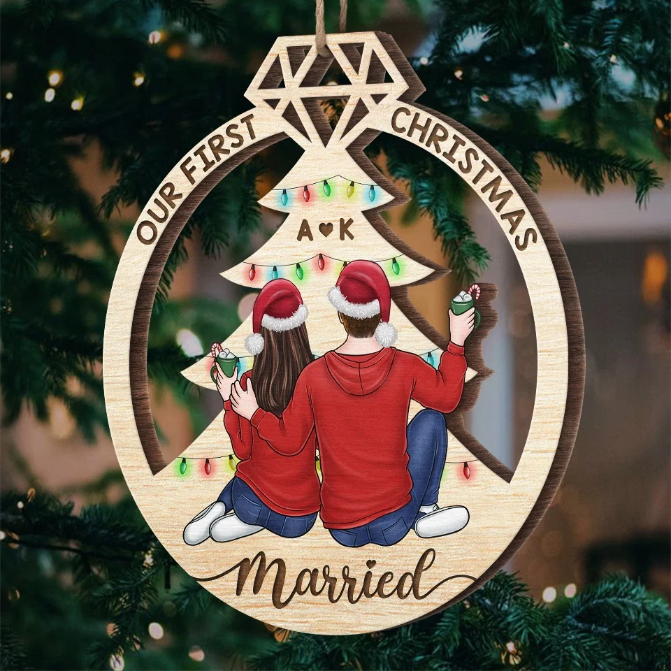 It's Merry Everything When We're Together - Couple Personalized Custom Ornament - Wood Custom Shaped - Christmas Gift For Husband Wife, Anniversary, First Christmas - Image 5
