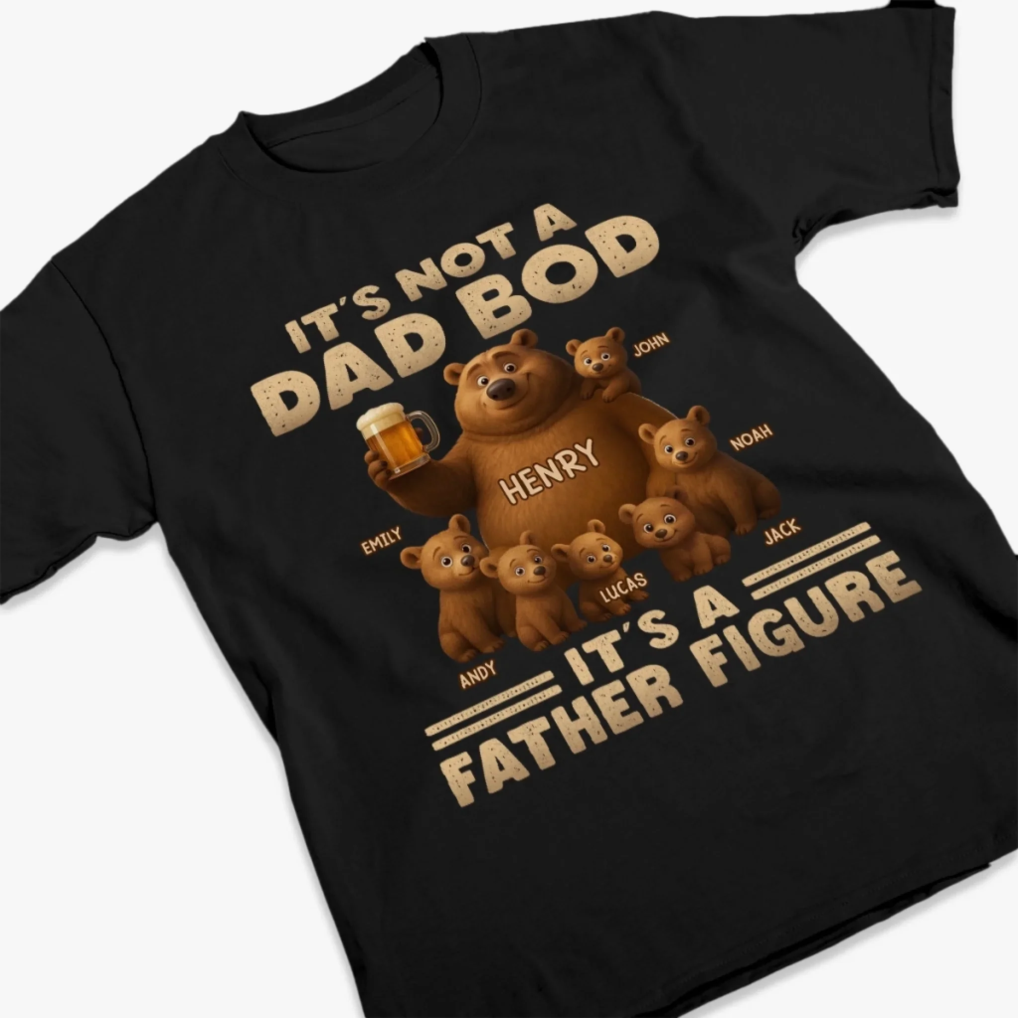 It’s Not A Dad Bod, It’s A Father Figure - Family Personalized Custom Unisex T-shirt, Premium T-shirt, Hoodie - Father's Day, Gift For Dad, Grandpa - Image 3