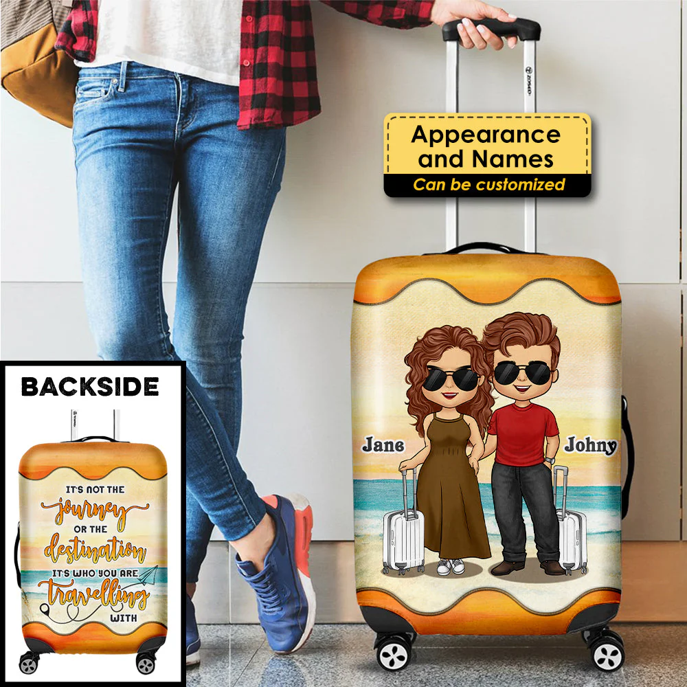 It's Not The Journey It's Who You Are Travelling With - Gift For Couples, Husband Wife - Personalized Luggage Cover - Image 3