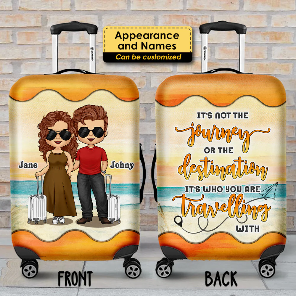 It's Not The Journey It's Who You Are Travelling With - Gift For Couples, Husband Wife - Personalized Luggage Cover - Image 4