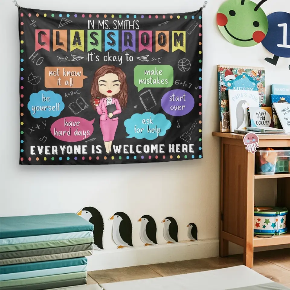 It's Okay To Be Yourself - Teacher Personalized Custom Tapestry - Gift For Teacher - Image 3