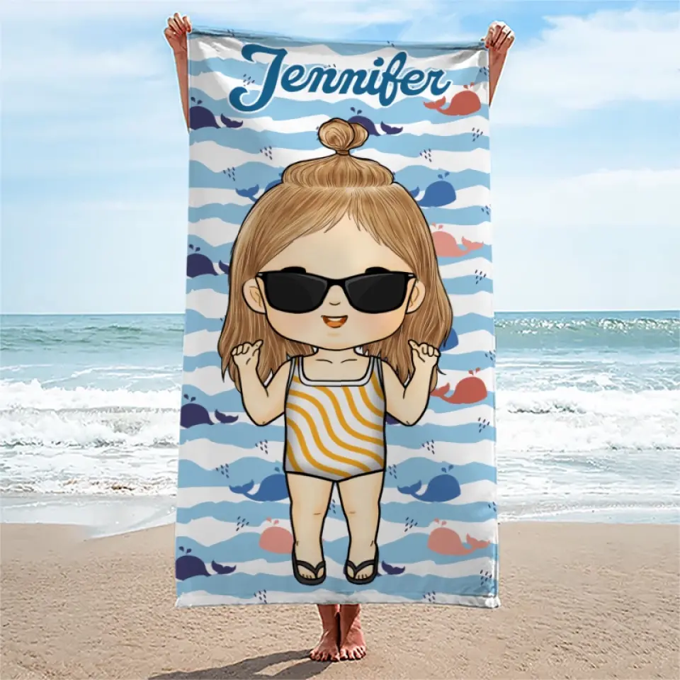 It’s Summer And Time For Wandering - Family Personalized Custom Beach Towel - Summer Vacation Gift, Birthday Pool Party Gift For Family Members - Image 3
