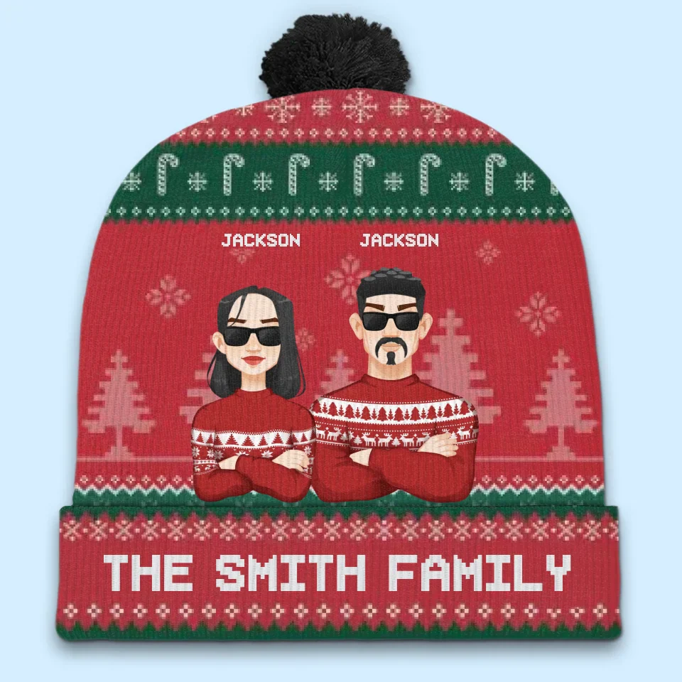 It's The Most Beautiful Time Of The Year - Family Personalized Custom Christmas Beanie Hat - Christmas Gift For Family Members - Image 2