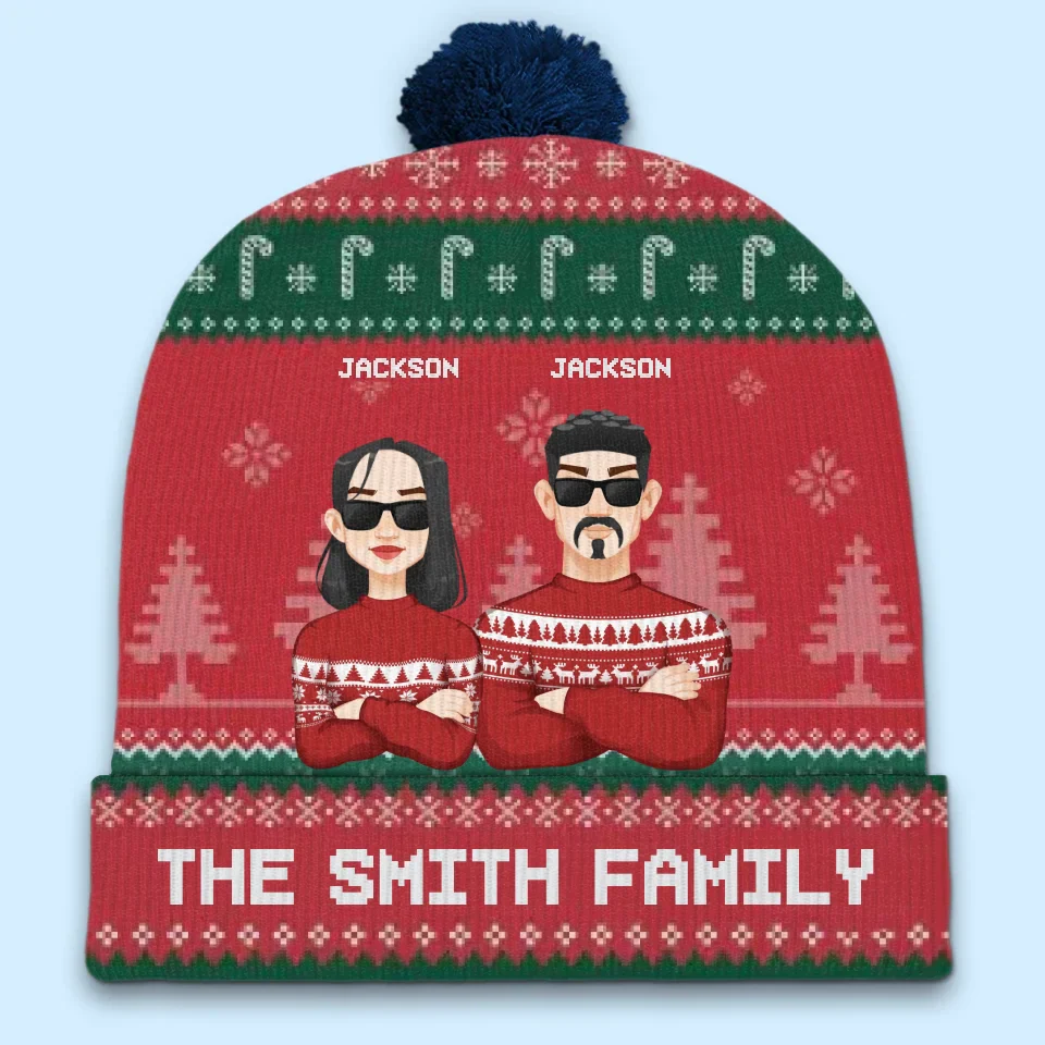 It's The Most Beautiful Time Of The Year - Family Personalized Custom Christmas Beanie Hat - Christmas Gift For Family Members - Image 3