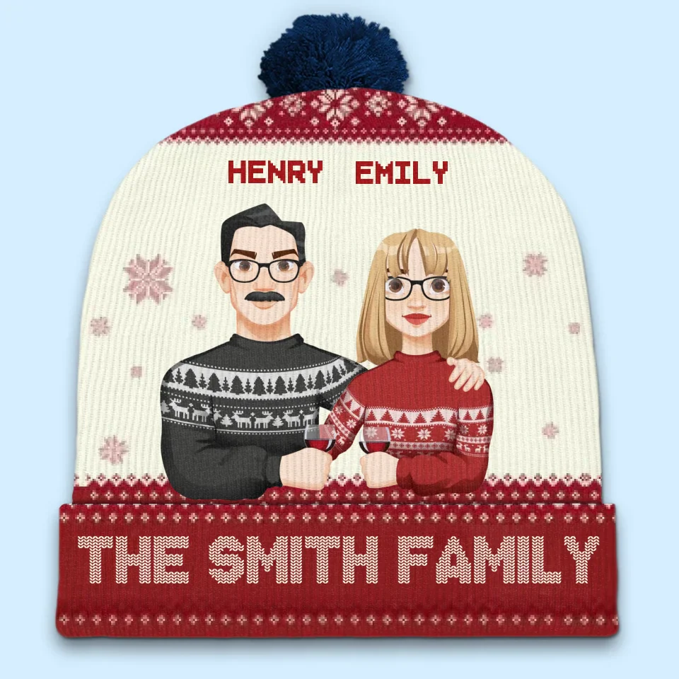 It's The Most Wonderful Time Of The Year - Family Personalized Custom Christmas Beanie Hat - Christmas Gift For Family Members - Image 3