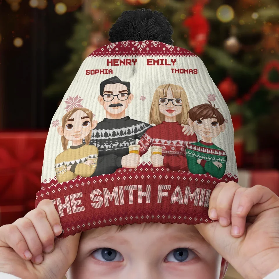 It's The Most Wonderful Time Of The Year - Family Personalized Custom Christmas Beanie Hat - Christmas Gift For Family Members - Image 6