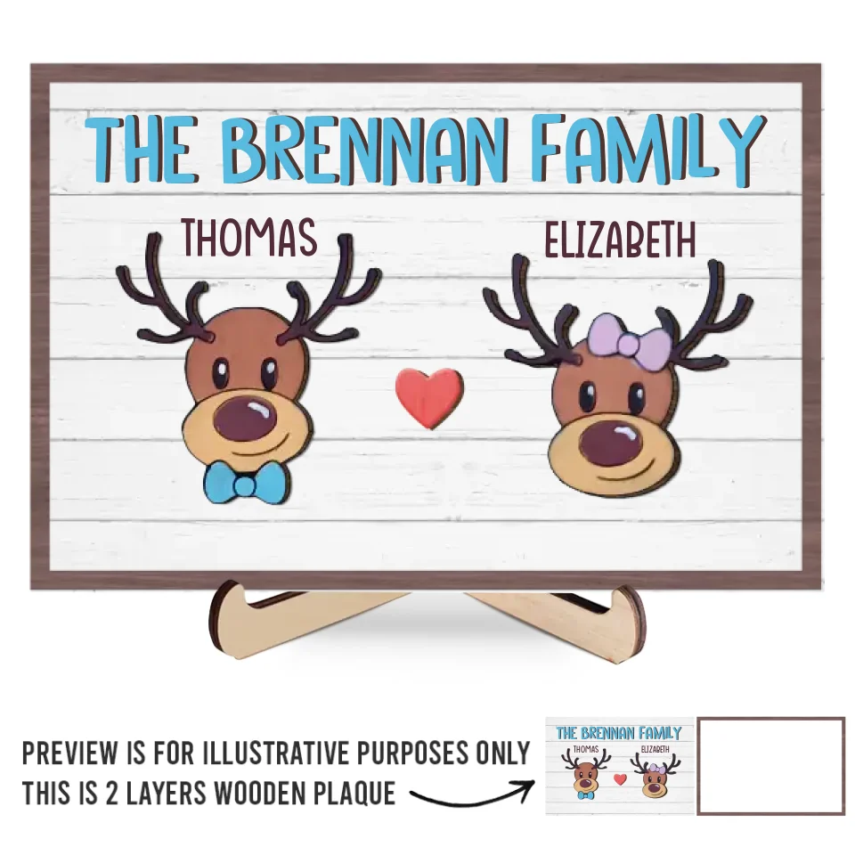 Jingle All The Way With My Reindeer Squad - Family Personalized Custom 2-Layered Wooden Plaque With Stand - Christmas Gift For Family Members - Image 2