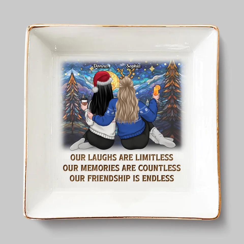 Jingle Ladies Rock - Bestie Personalized Custom Jewelry Dish - Christmas Gift For Best Friends, BFF, Sisters - Image 2