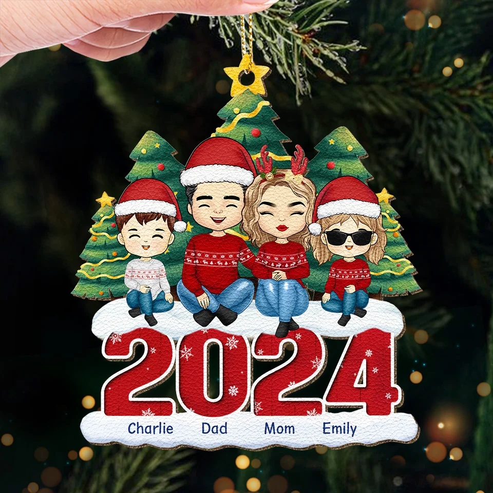 Joy And Warmth Fill Our Home This Christmas - Family Personalized Custom Leather Ornament - Christmas Gift For Family Members - Image 3