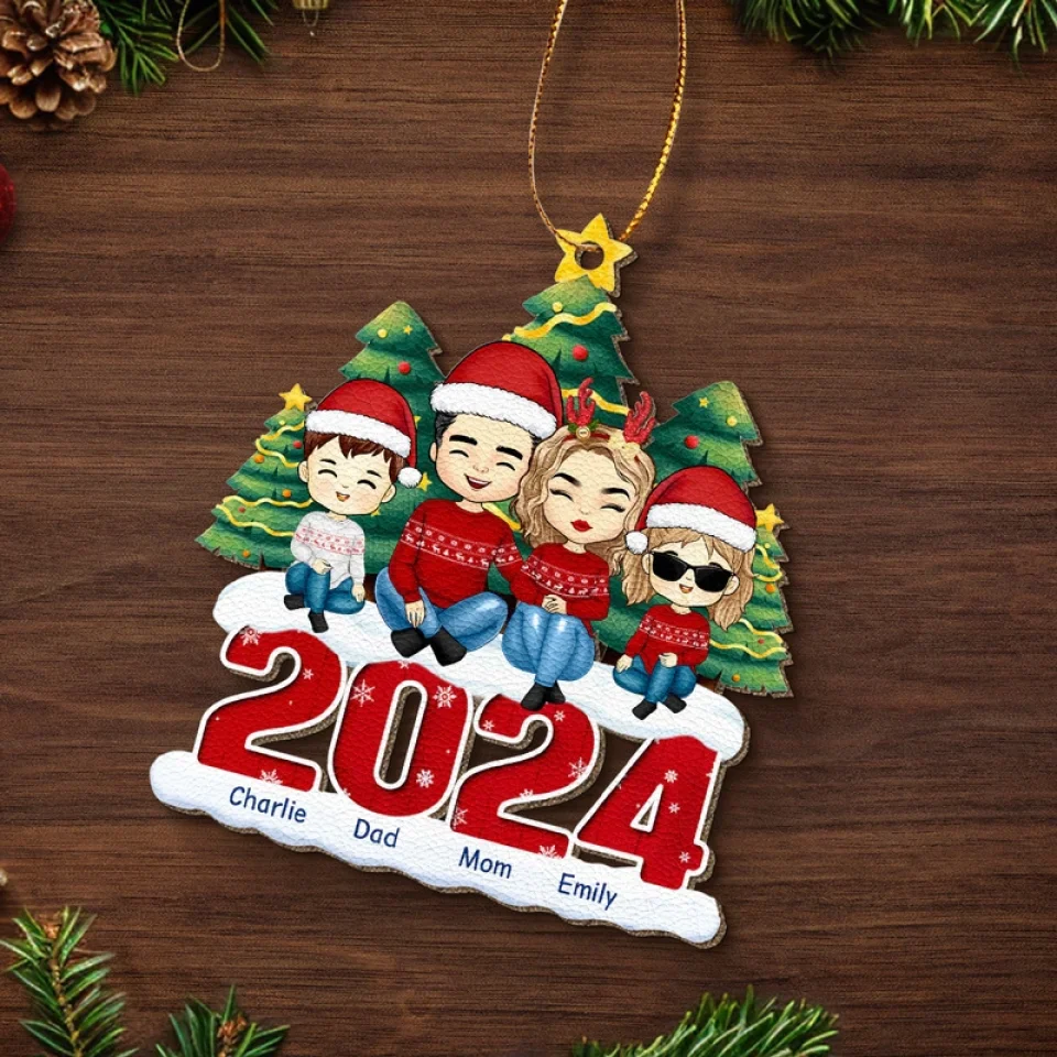 Joy And Warmth Fill Our Home This Christmas - Family Personalized Custom Leather Ornament - Christmas Gift For Family Members - Image 4