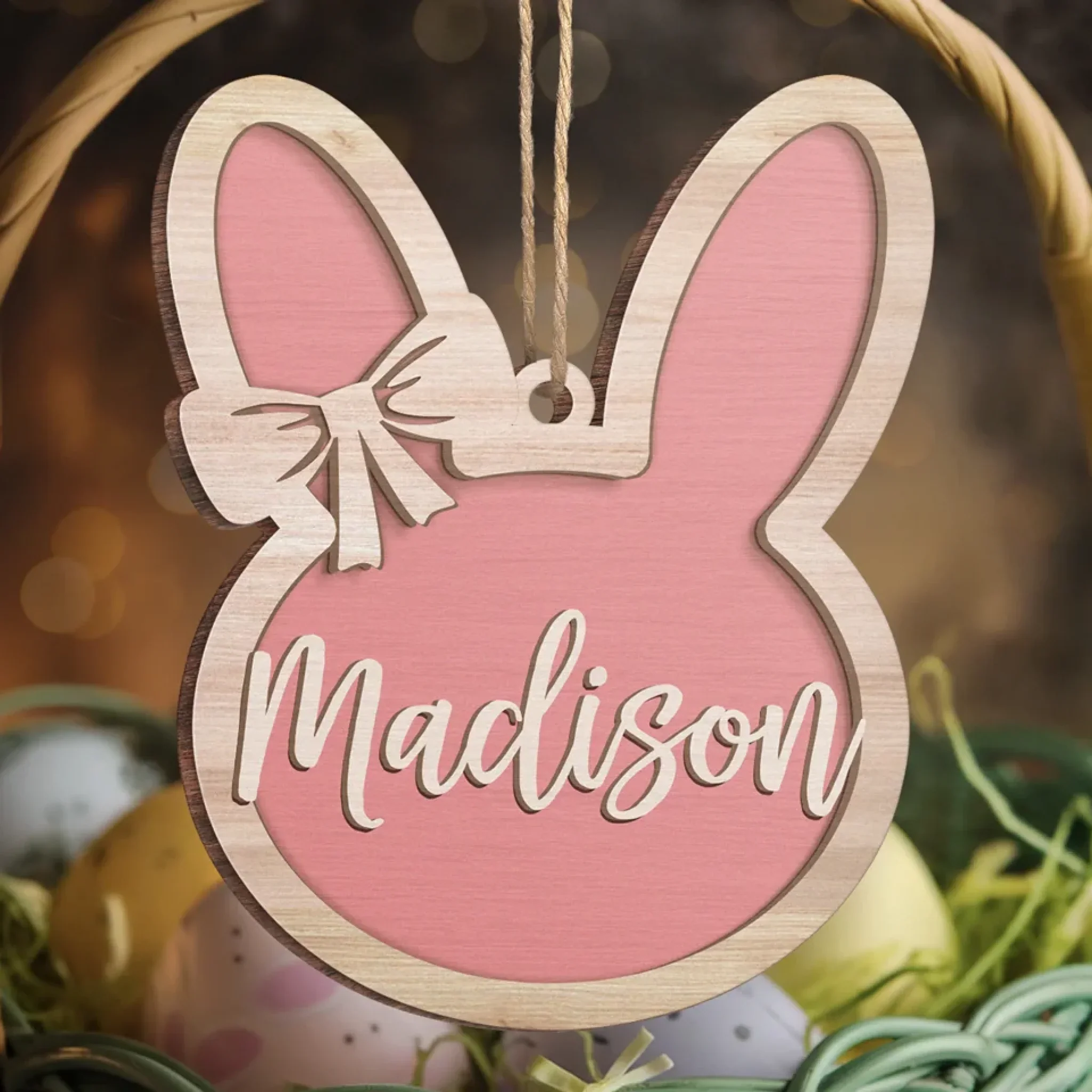 Joyful Easter Blessings - Family Personalized Custom Ornament - Wood Custom Shaped - Easter Gift For Family Members