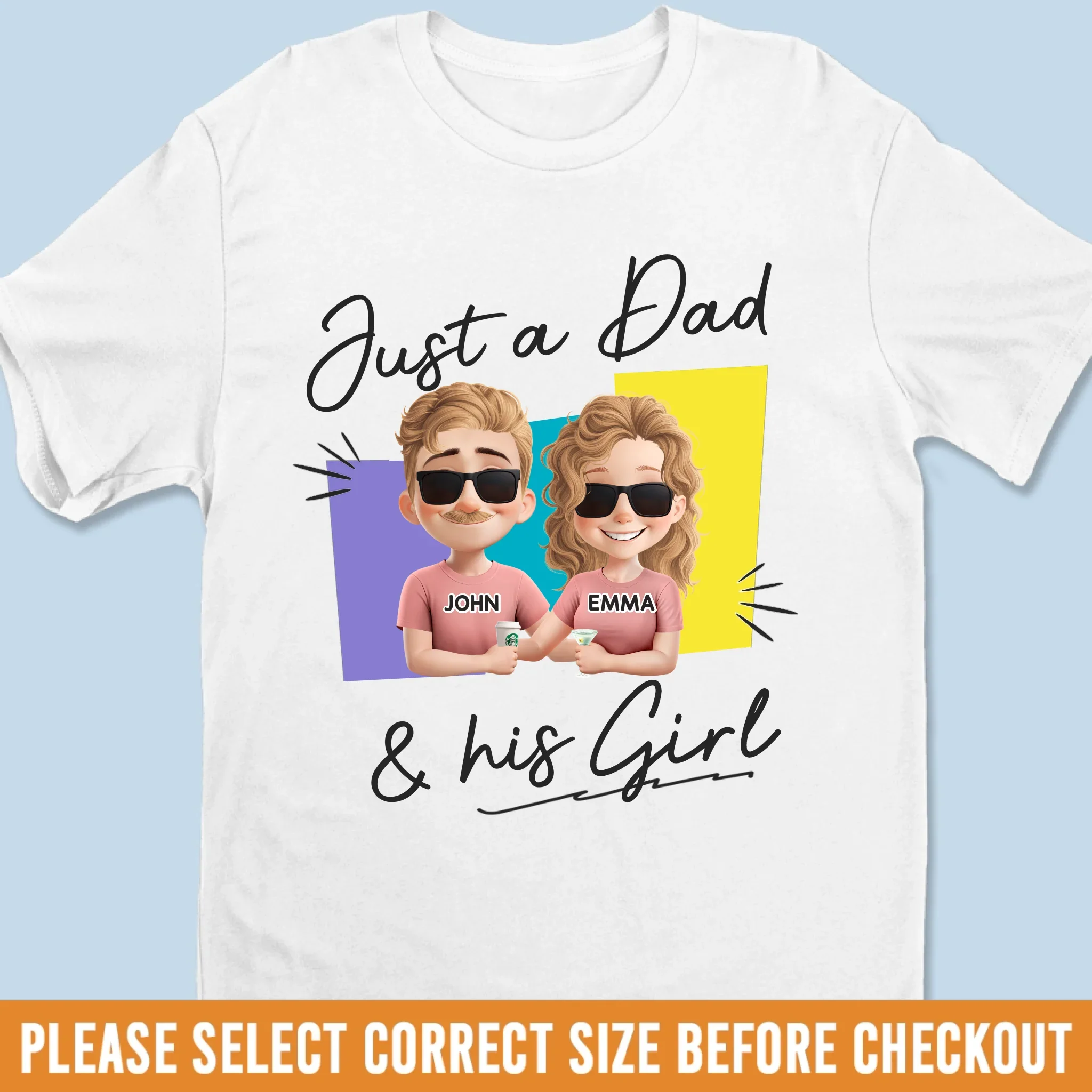 Just A Dad And His Children - Family Personalized Custom Unisex T-shirt, Premium T-shirt, Hoodie - Father's Day, Gift For Dad - Image 6