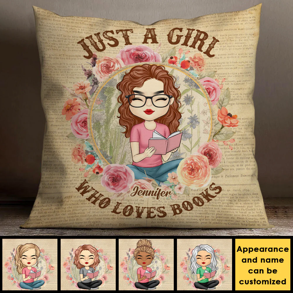 Just A Girl That Loves Books - Personalized Pillow (Insert Included) - Image 4
