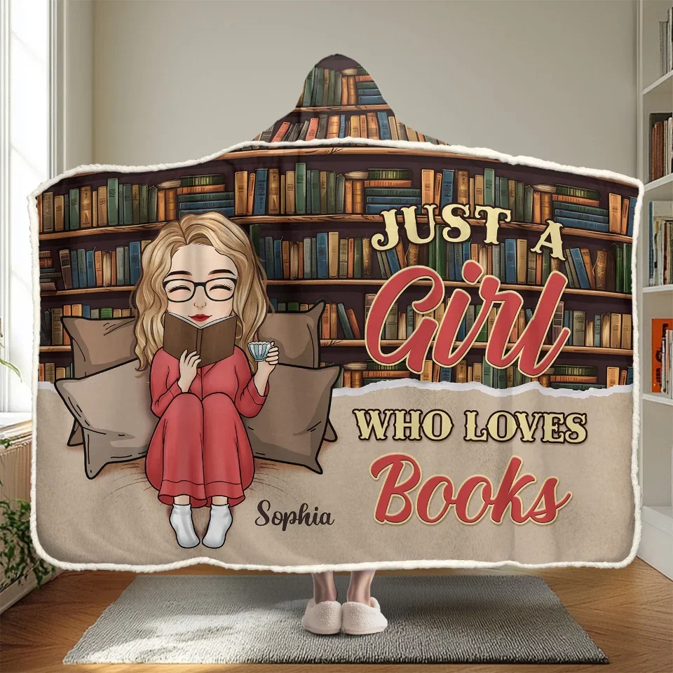 Just A Girl Who Loves Books - Personalized Custom Snuggle Blanket, Hoodie Blanket - Christmas Gift For Book Lovers - Image 3