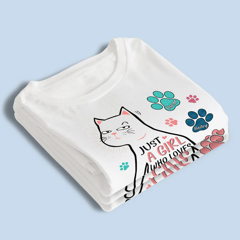 Just A Girl Who Loves Cats - Cat Personalized Custom Unisex T-shirt, Hoodie, Sweatshirt - Gift For Pet Owners, Pet Lovers - Image 3