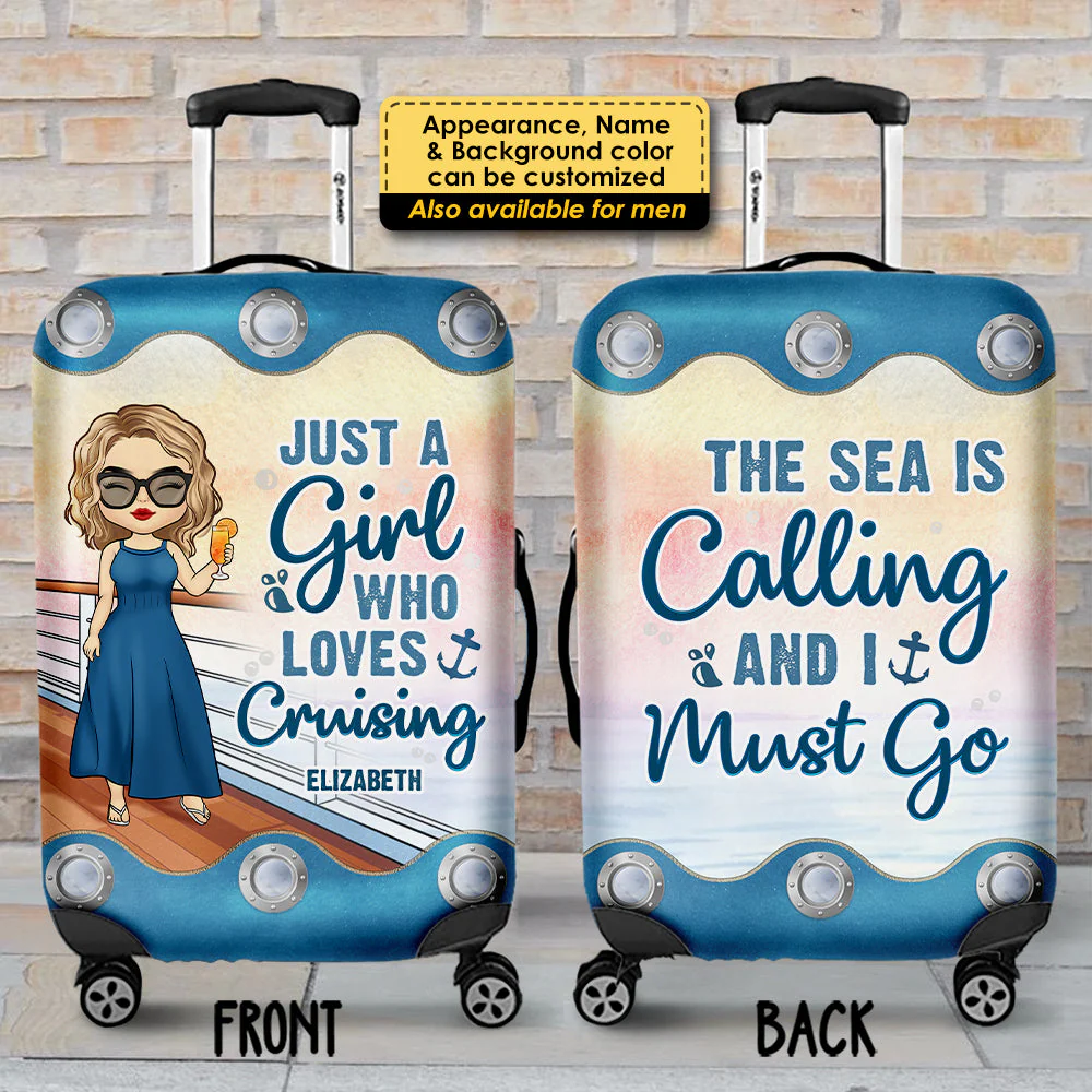 Just A Girl Who Loves Cruising - Personalized Luggage Cover - Image 3