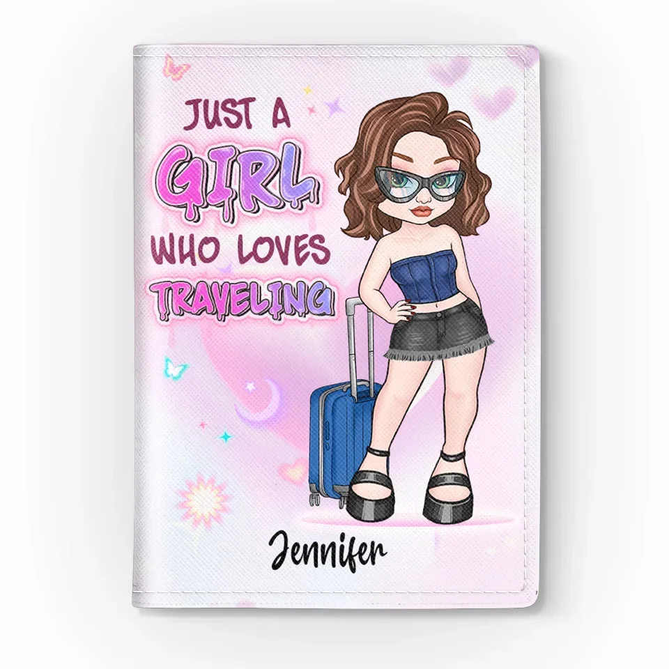 Just A Girl Who Loves Traveling - Travel Personalized Custom Passport Cover, Passport Holder - Holiday Vacation Gift, Gift For Adventure Travel Lovers - Image 3