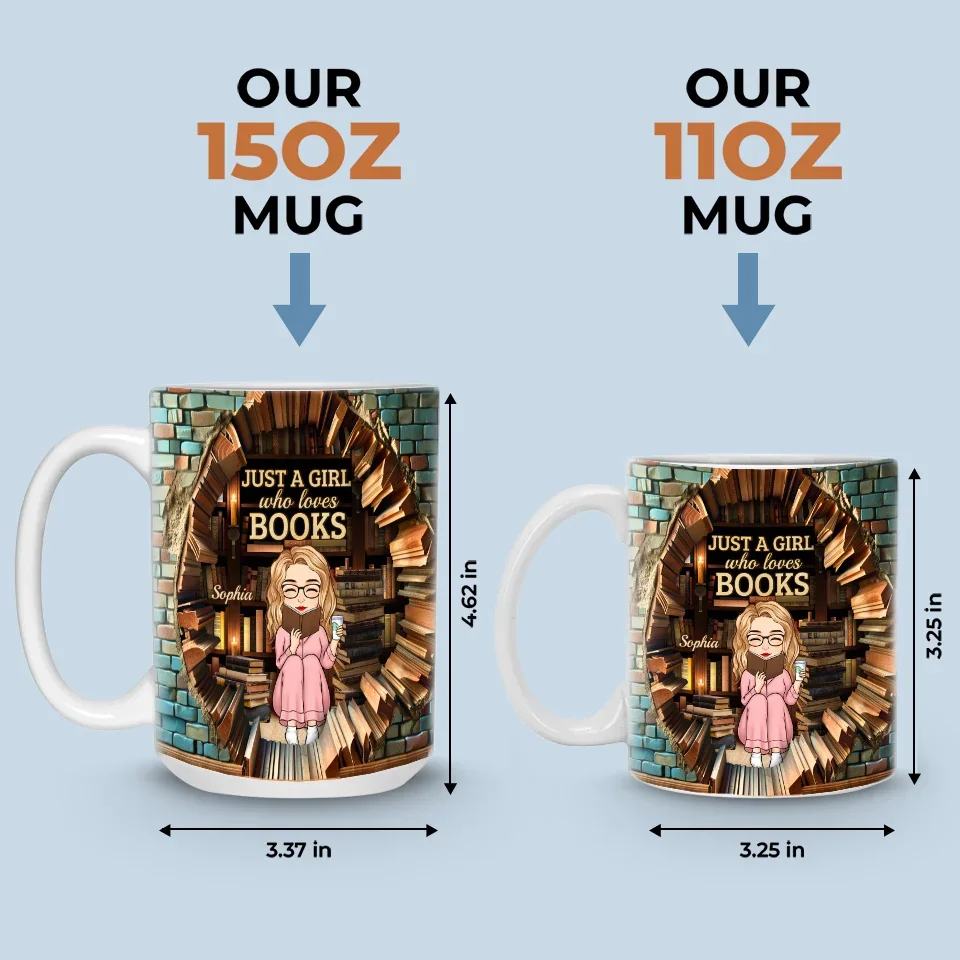 Just A Girl With A Heart Full Of Stories - Personalized Custom Mug - Christmas Gift For Book Lovers - Image 6