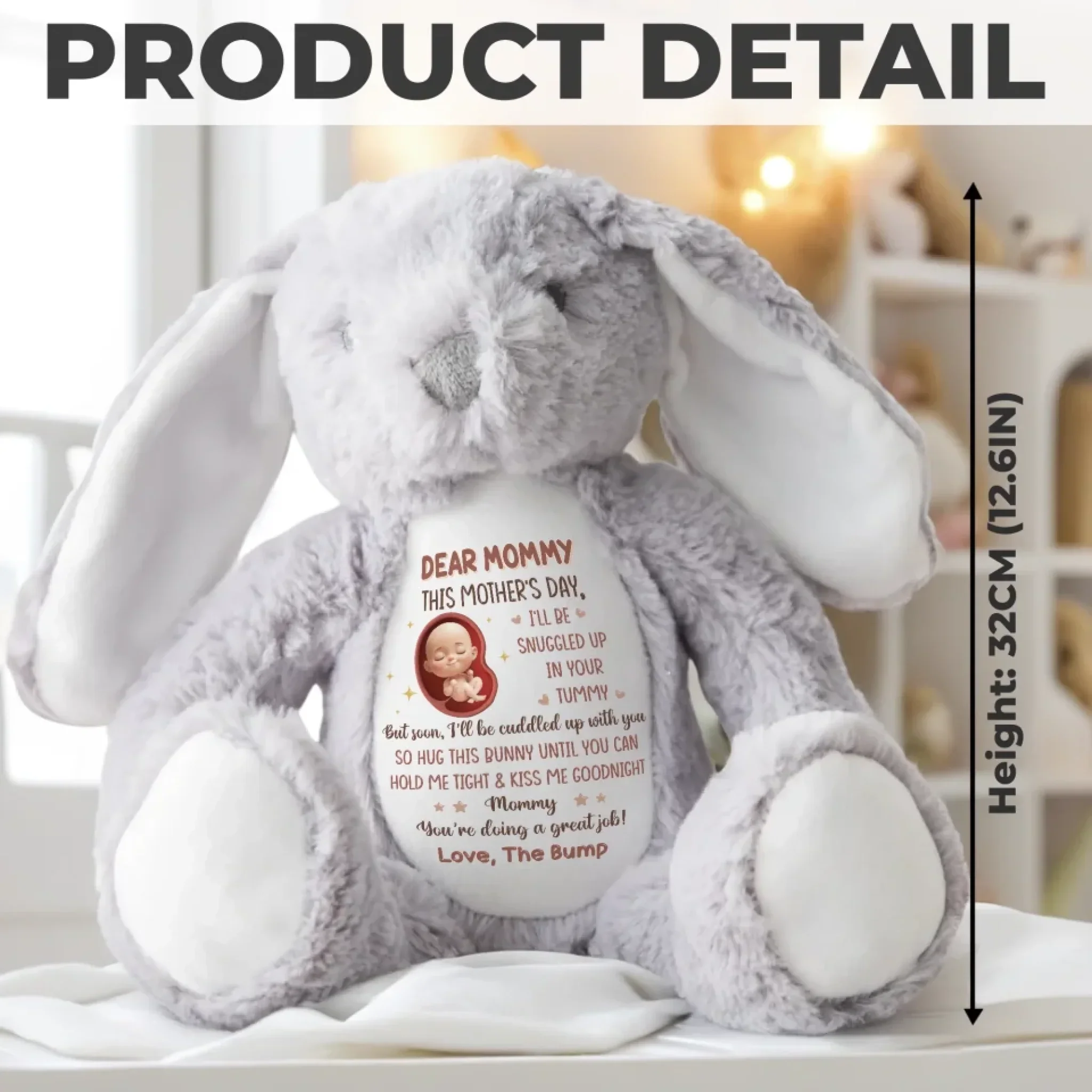 Just A Little Bump Full Of Big Love - Family Personalized Custom Easter Bunny Plush - Mother's Day, Baby Shower Gift, Gift For First Mom - Image 8