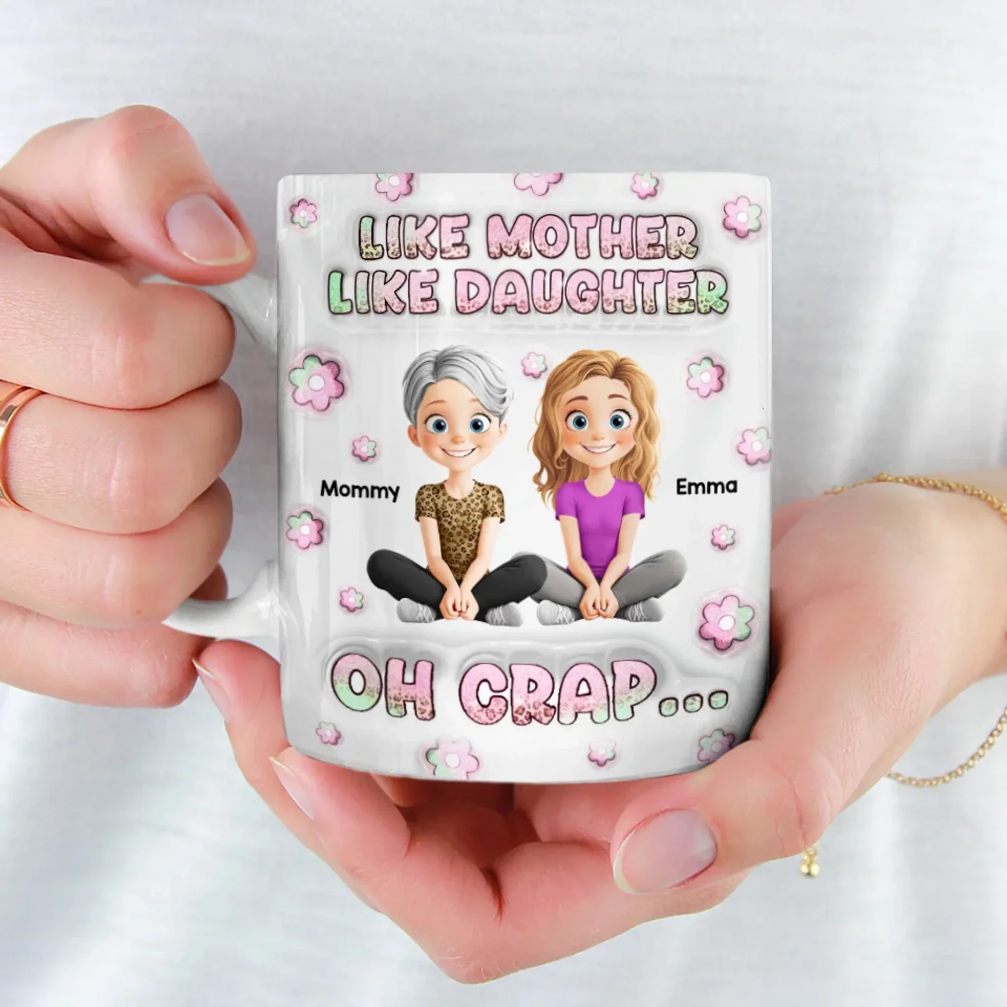 Just Like Mom, But Cooler - Family Personalized Custom 3D Inflated Effect Printed Mug - Mother's Day, Gift For Mom, Daughter - Image 4