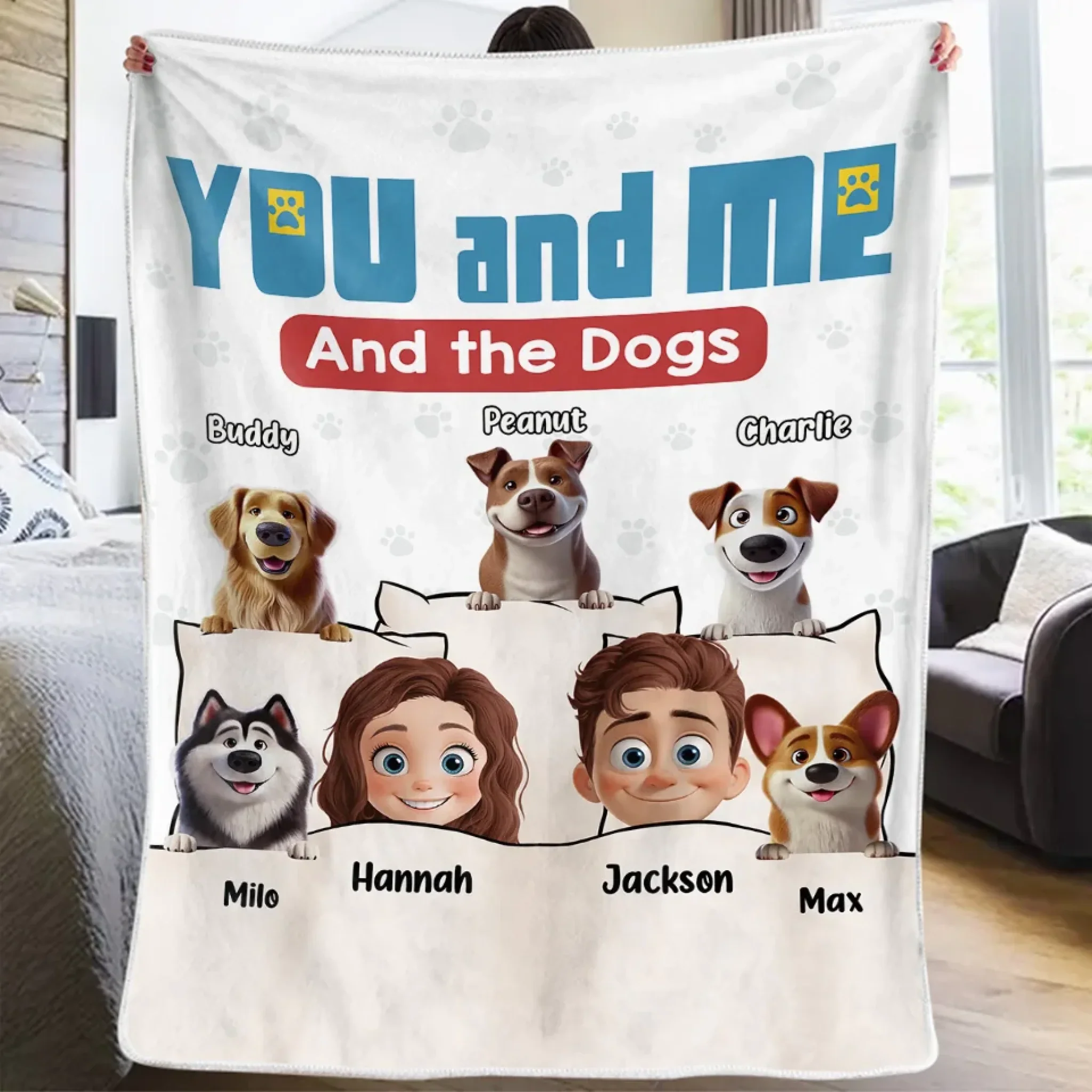 Just Us And The Paws We Love - Dog Personalized Custom Blanket - Gift For Pet Owners, Pet Lovers - Image 3