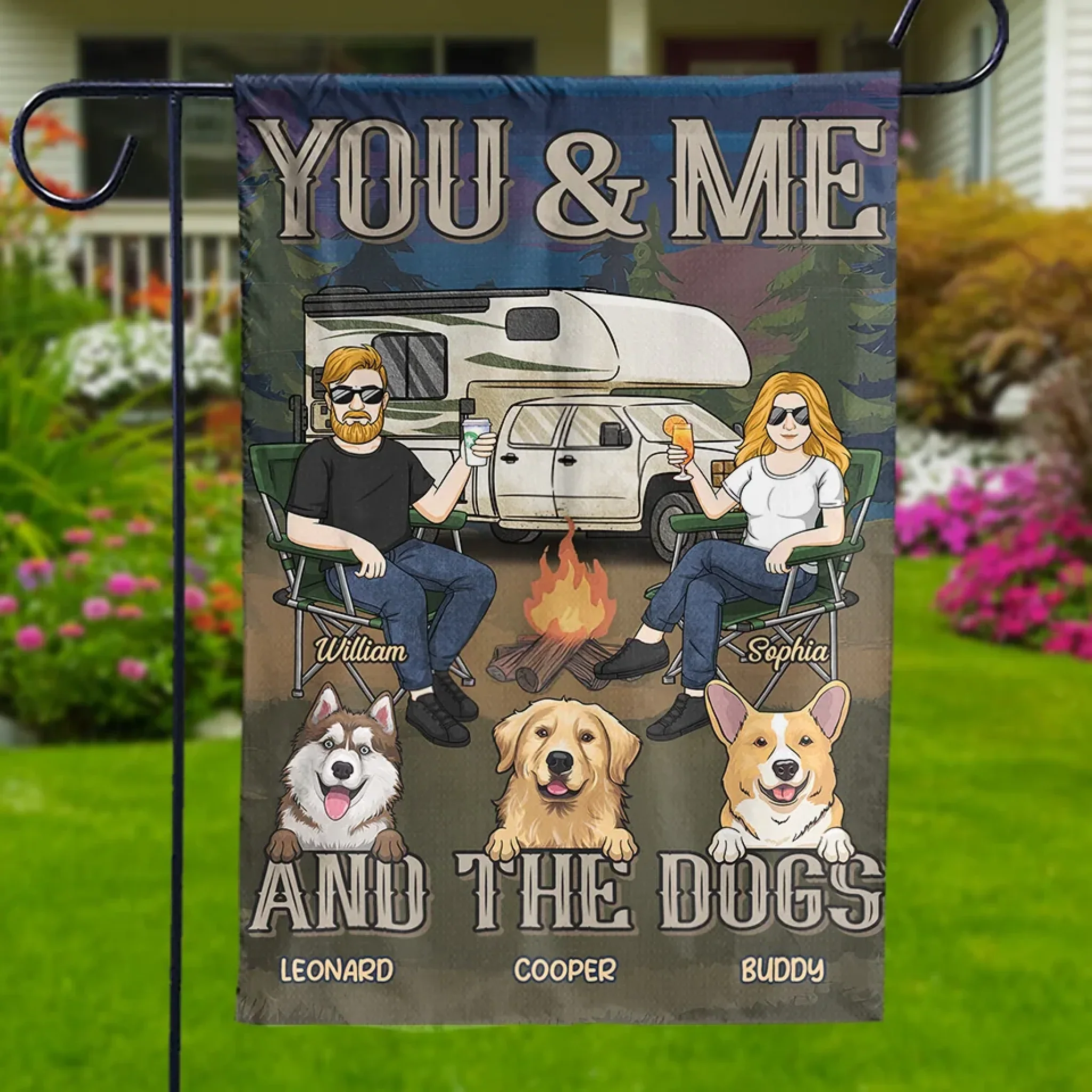 Just You, Me And Playful Tails - Dog Personalized Custom Flag - Gift For Husband Wife, Pet Owners, Pet Lovers - Image 4