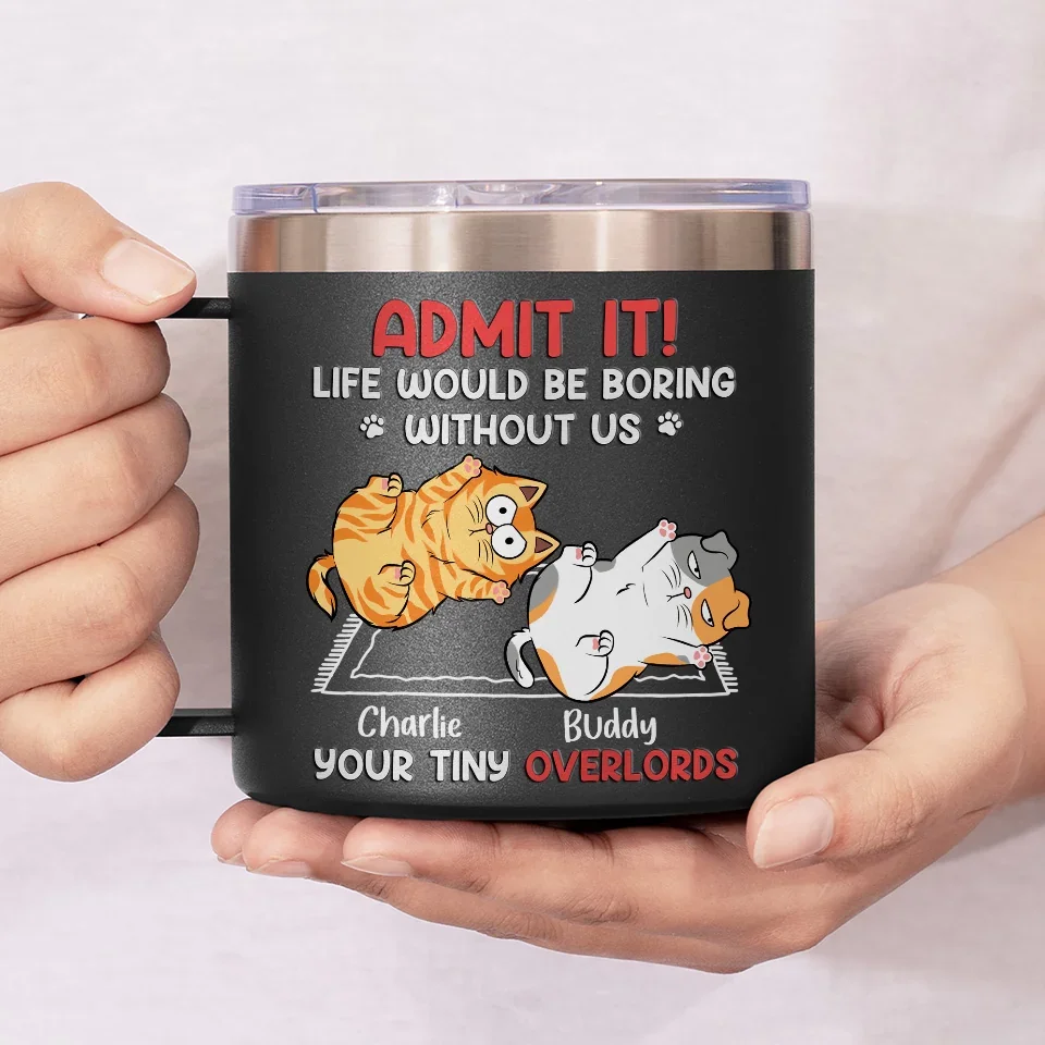 Keep Calm And Rub The Belly - Dog & Cat Personalized Custom 14oz Stainless Steel Tumbler With Handle - Christmas Gift For Pet Owners, Pet Lovers - Image 4