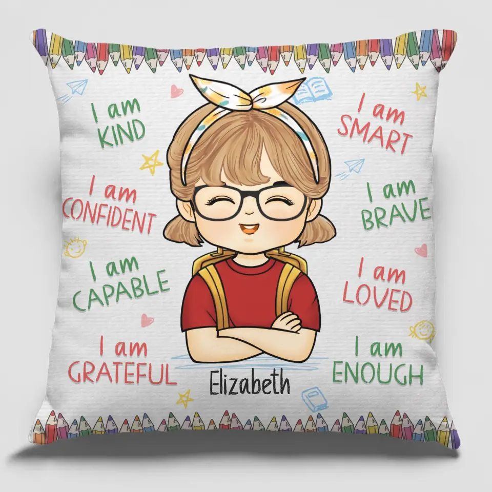 Keep Calm And Welcome Back To School - Personalized Custom Pillow - Gift For Kid, Back To School Gift - Image 2