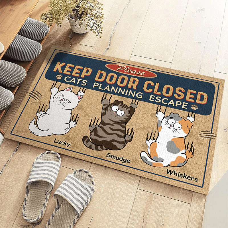 Keep Door Closed Cats Planning Escape - Cat Personalized Custom Home Decor Decorative Mat - Gift For Pet Owners, Pet Lovers - Image 4