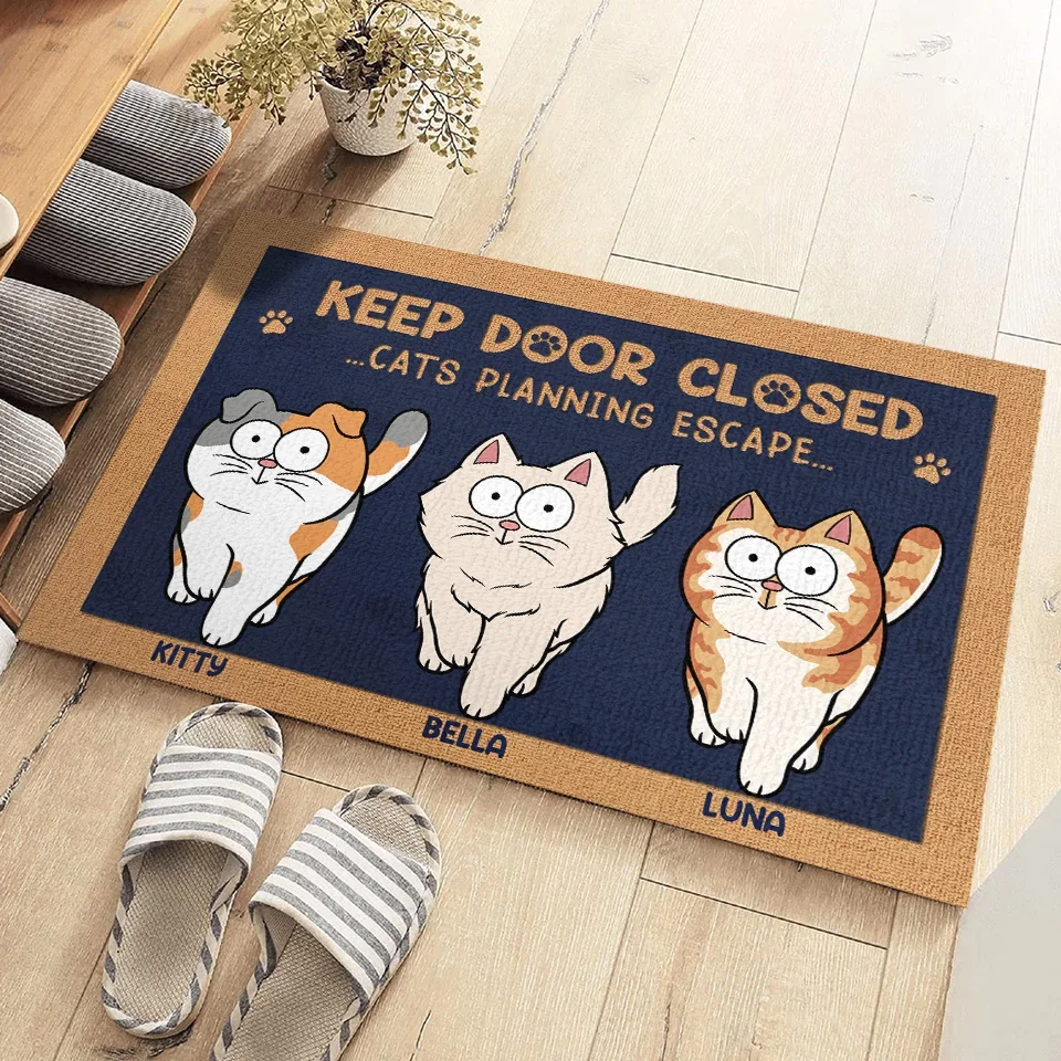 Keep Door Closed - Dog & Cat Personalized Custom Home Decor Decorative Mat - House Warming Gift For Pet Owners, Pet Lovers - Image 3